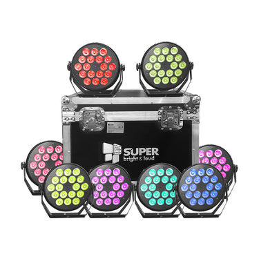 Par Led Superbright Par180 Slim Uv 18x10 Rgbwuv Interior Con 8 Piezas